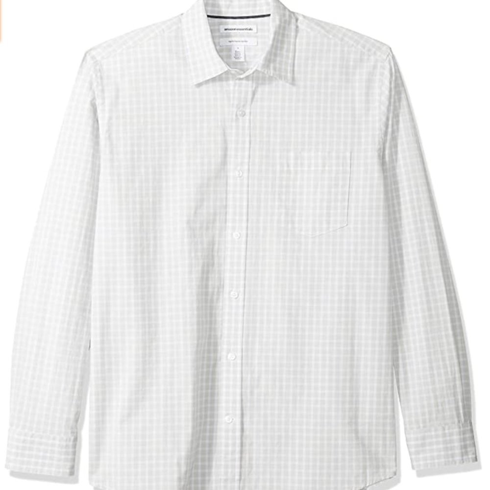 NWT ESSENTIALS Men's Regular-Fit Long-Sleeve Casual Poplin Shirt, Gray, X-Large